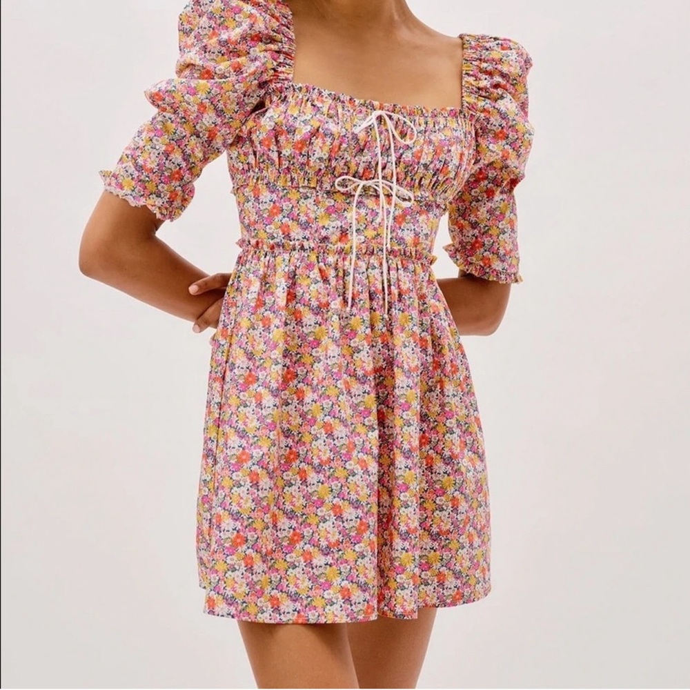For Love & Lemons Floral Print Libby Mini Dress